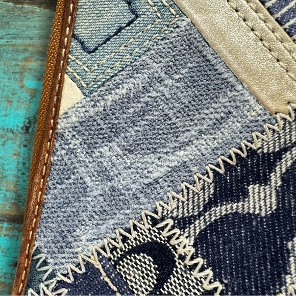 Y2K Vintage Coach Women's Blue Denim Brand Logo Patchwork Canvas Wallet - Picture 7 of 16